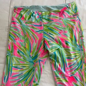 Lilly Pulitzer Luxletic leggings in bright green and pink size 14